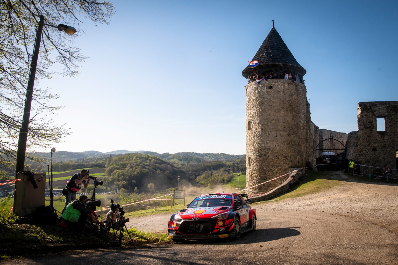 Thierry Neuville (BEL) and Martijn Wydaeghe (BEL) of Team Hyundai Shell Mobis perform during World Rally Championship Croatia in Zagreb, Croatia on April 24, 2021 // Jaanus Ree/Red Bull Content Pool // SI202104240176 // Usage for editorial use only //