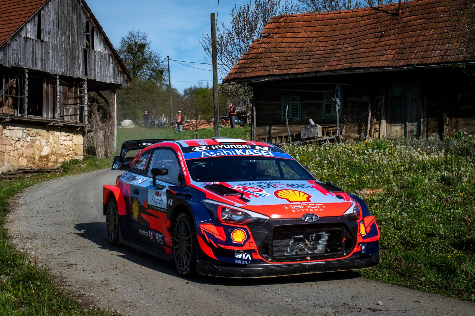 Ott Tanak (EST) and Martin Jarveoja (EST) of Team Hyundai Shell Mobis perform during World Rally Championship Croatia in Zagreb, Croatia on April 25, 2021 // Jaanus Ree/Red Bull Content Pool // SI202104250206 // Usage for editorial use only //