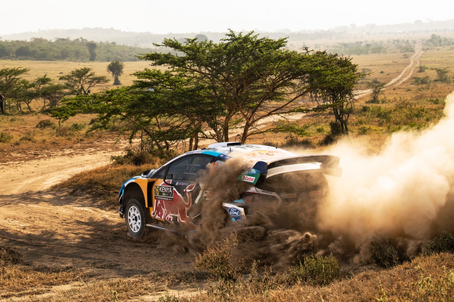Adrien Fourmaux (FRA) Renaud Jamoul (BEL) of team  M-Sport are seen performing during the  World Rally Championship Kenya in Naivasha, Kenya on June 26, 2021 // Jaanus Ree/Red Bull Content Pool // SI202106260427 // Usage for editorial use only //